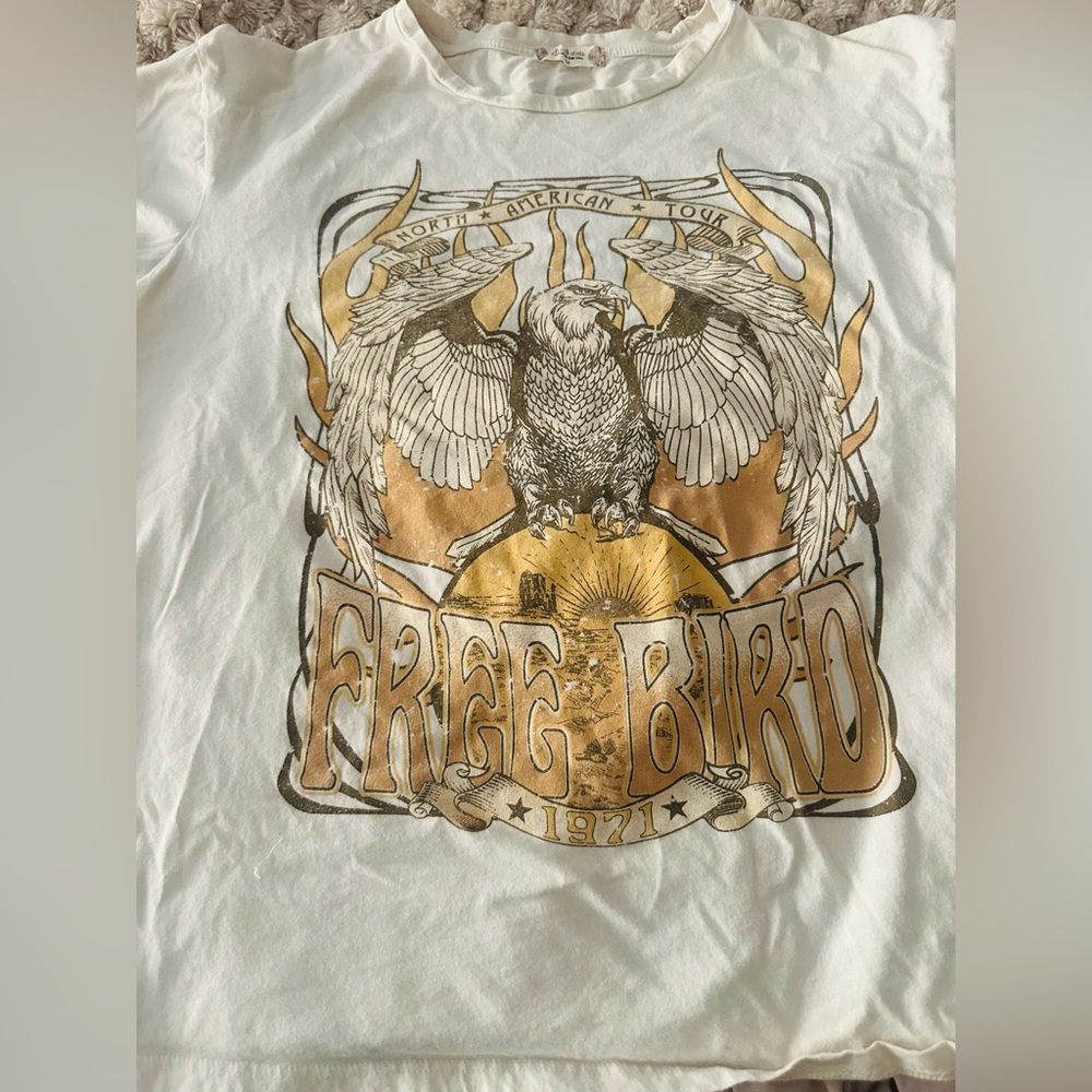 Alternative Altard State Free Bird Graphic Tee - White and Gold. SZ Med